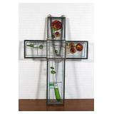 Vintage Stain Glass Cross 7 x 9