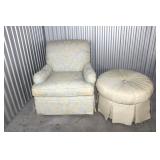 Antique Upholstered Chair & Ottoman