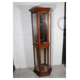 Vintage Glass & Wood Display Cabinet with lLight K