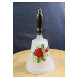 Vintage Frosted Glass Bell w/Painted Floral Design