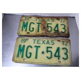 Vintage1972 Texas License  Plates