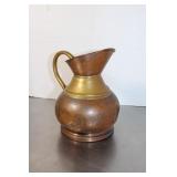 Vintage Brass & Copper Pitcher 7"