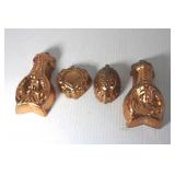 Vintage Copper Molds  4" to 6 1/2"