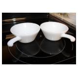 Milk Glass Handled Bowls 5"