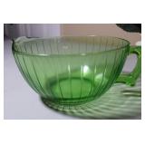 Vintage Uranium Green Mixing Bowl  4 1/2 x 11 chip