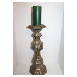 Gold Ceramic Candle Holder 18" w Candle 6"
