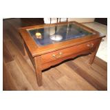Vintage Glass Top Coffee Table 1 Drawer 17 x 32 x
