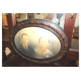 Antique Tiger Oak Frame  Bubble Glass Wood Frame 1