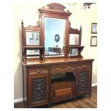 Antique Victorian Edwardian Mirror Buffet