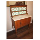 English Washstand Marble Top 53 x 34 x 17
