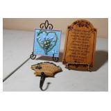 Ceramic, Wood Signs & Ceramic Hook Hanger