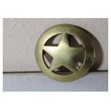 Vintage Solid Brass Star Belt Buckle 2 1/2 "