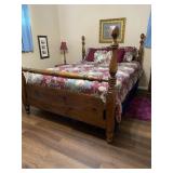 Queen 4 Poster  Wood Bed  Frame & Mattress