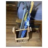 Wood Umbrella Stand with Umbrella