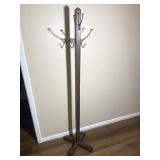 Wood & Brass Coat & Hat Rack 66"