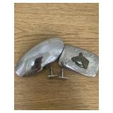 Two Belt Buckles and set of cuff links