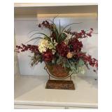 Metal Vase with Silk Flower Center Piece