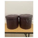 Two Faux Leather Storage Benches, small