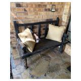 Wood Bench with Pillows  18 x 18 x 49