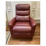Red  Faux Leather Swivel  Recliner