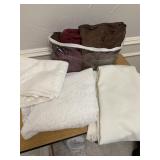 Vintage Tablecloths, White w/lace; Lace, brown & b