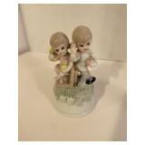 Vintage Glazed Porcelain Musical Figurine 1980