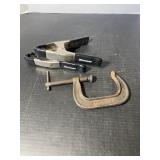 Iron C Clamp & 2 Westward Metal Clamps