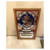 Vintage Wood Framed Budweiser King of Beer Wall Cl