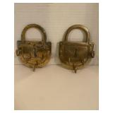 Vintage 1970 Solid Brass Pad Lock Key Ring s 5 1/2