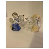 Vintage Ceramic Girl & Boy w/Unicorn 4 1/2