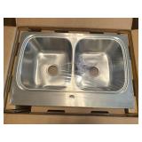New In Box Kholer Double Stainless Sink 33 x 22 li