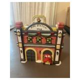 Vtg Christmas Village Porcelain Fire Station