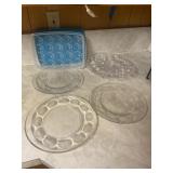 Vtg Glass Egg Platter & 2 Christmas Platters, Plus
