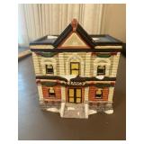 Vtg Christmas Village Porcelain Bank