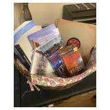 Miscellanious lot in beautiful vintage basket