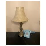 Vtg Brass Base Lamp and Push Button Telephone