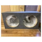Wood Charcol Grey Carpet Covered 12" Dual  Speaker