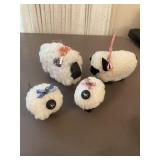 Vintage Wooley Fleece Sheep Lamb Xmas Ornaments