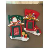 2pc Vintage Christmas Stockings with Pic Frame