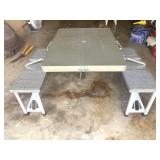 Plastic Folding Bench Seat Table hole on table top