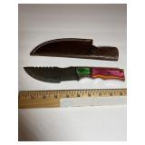 Tanto-Style Fixed Blade Knife ï¿½ Orange/Blue Handlh