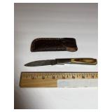 Damascus-Pattern Folding Knife ï¿½ Multicolor Wood h