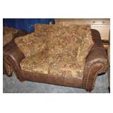 Leather and Cloth Love Seat