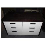 Metal and Wood Cabinet 2 Drawer 2 Door Desk Black