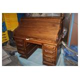Vintage Oak Crest Roll Top Desk