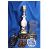 Porcelian Lamp, Hooser Glass Vase and More