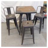 METAL BAR HEIGHT PATIO SET TABLE AND 4 STOOLS