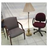 CHAIR, DESK CHAIR , AND FLOOR LAMP