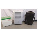 DEHUMIDIFIER, PELICAN CASE, AND A COOLER