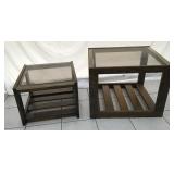 2 GLASS TOP END TABLES